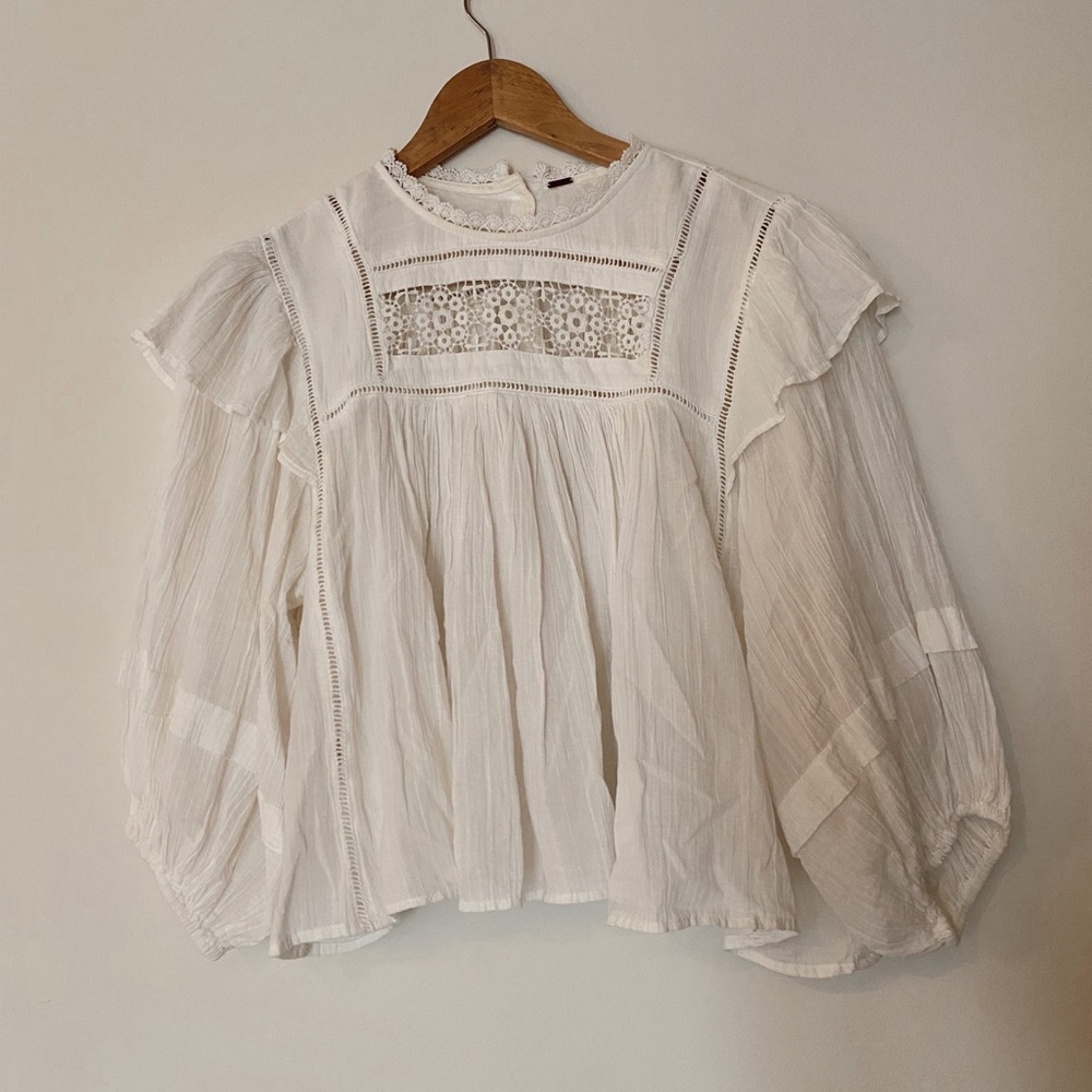 Free people crochet lace top blouse